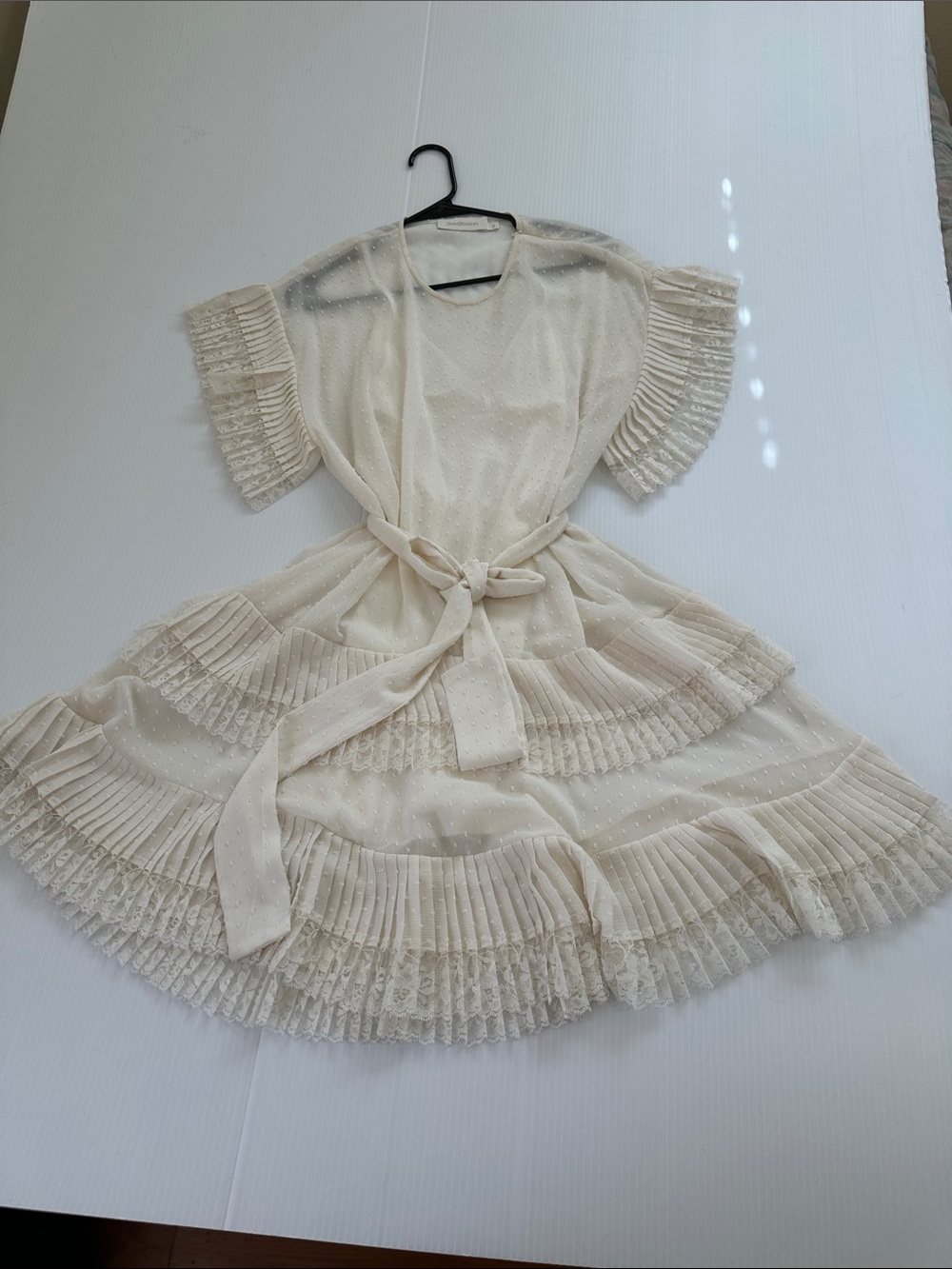Zimmermann Espionage Pleat Frill Mini Dress Cream Ecru, US 8 Zimmermann size 2 - Picture 3 of 14